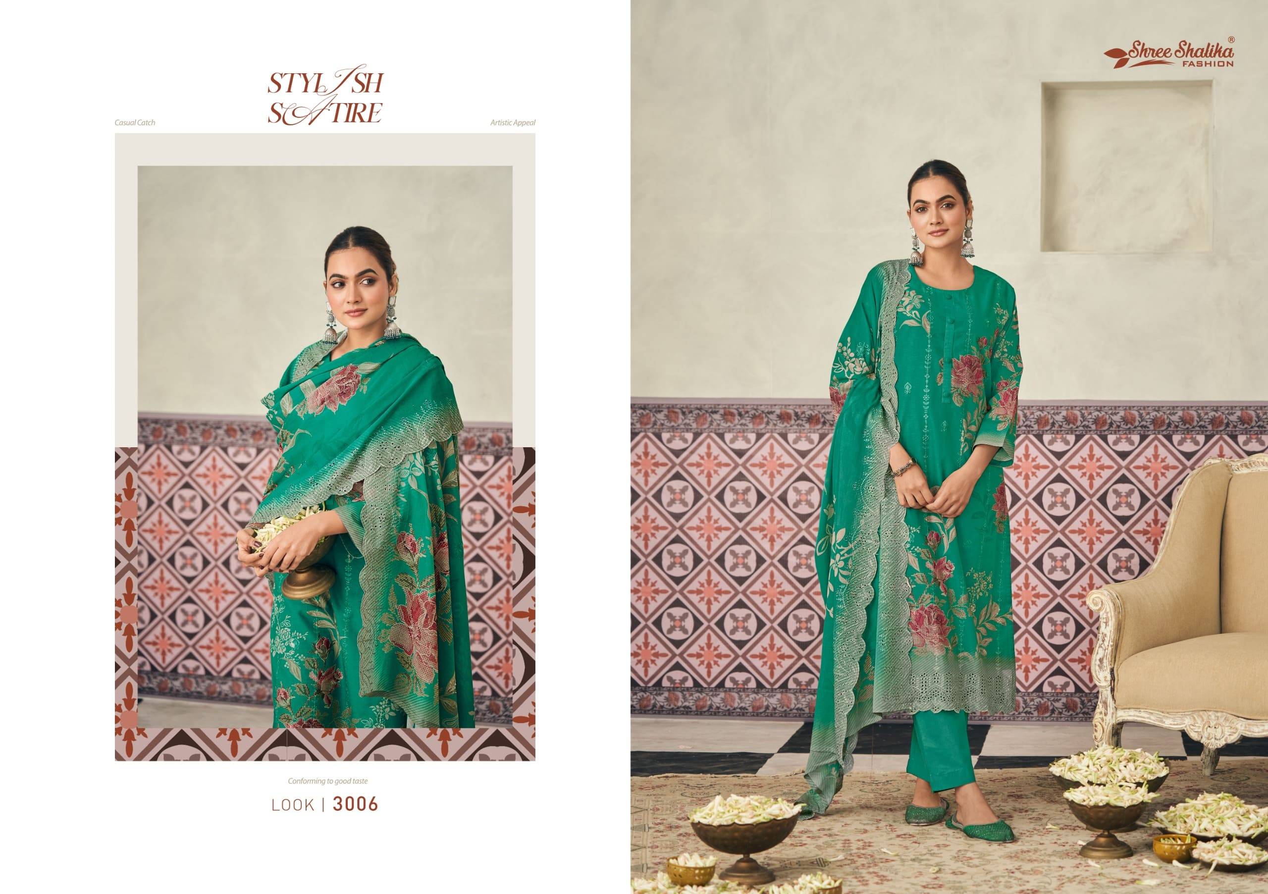 Zam zam  vol-3 by shree shalika 3001 To 3008 Designer Festive Suits Collection Beautiful Stylish Fancy Colorful Party Wear & Occasional Wear EMBROIDERED cotton lawn Dresses At Wholesale Price
